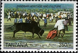 Zanzibar Heritage and Culture - Bull fighting game - Pemba - Philately Tanzania stamps