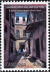 Zanzibar Heritage and Culture - A typical narrow street in Stone Town - Philately Tanzania stamps