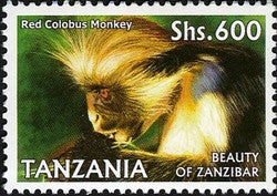Beauty of Zanzibar - Red Colobus Monkey - Philately Tanzania stamps