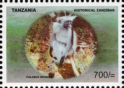 Historical Zanzibar - Colobus Monkey - Philately Tanzania stamps