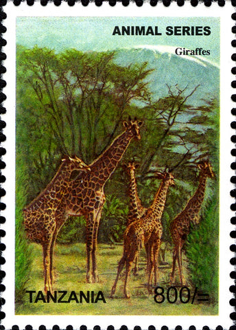 Fauna Mammals-Giraffe - Philately Tanzania stamps