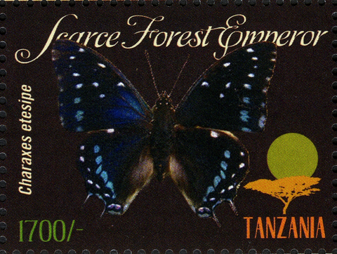 Butterflies of Africa -Charaxes smaragdalis - Philately Tanzania stamps