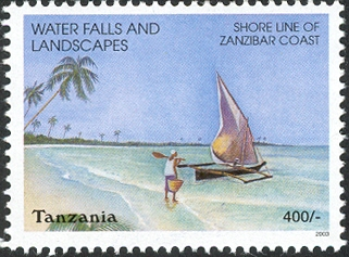 Water Falls-Shore line - Philately Tanzania stamps