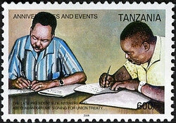 Anniversaries & Events - The late Presidents J.K. Nyere and Abeid Aman Karume signing for Union treaty - Philately Tanzania stamps