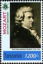 Wolfgang Amadeus Mozart (1756-1791) - Philately Tanzania stamps