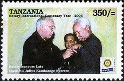 100th Anniversary of Rotary International - Rotary honours the late Mwalimu Julius K Nyerere - Philately Tanzania stamps