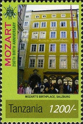 Wolfgang Amadeus Mozart (1756-1791) - Mozart's birthplace - Philately Tanzania stamps