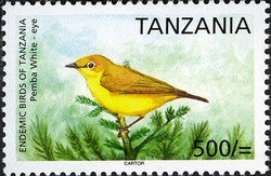 Endemic Birds of Tanzania - Pemba White-eye - Philately Tanzania stamps