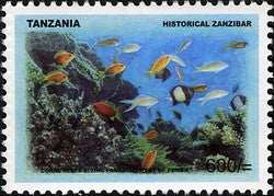 Historical Zanzibar - Coral Reefs Diving Paradise west of Pemba - Philately Tanzania stamps