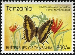 Butterflies of Tanzania - Charaxes lucyae gabriellae - Philately Tanzania stamps