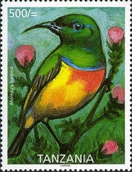 Endemic Birds of Tanzania - Moreau's Sunbird - Philately Tanzania stamps