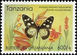 Butterflies of Tanzania - Amauris tartarea tukuyuensis - Philately Tanzania stamps