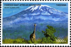 Famous East African Mountains - Mount Kilimanjaro, Kibo Summit and Mawenzi - Philately Tanzania stamps