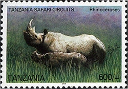 Tanzania Safari Circuits - Rhinoceros - Philately Tanzania stamps