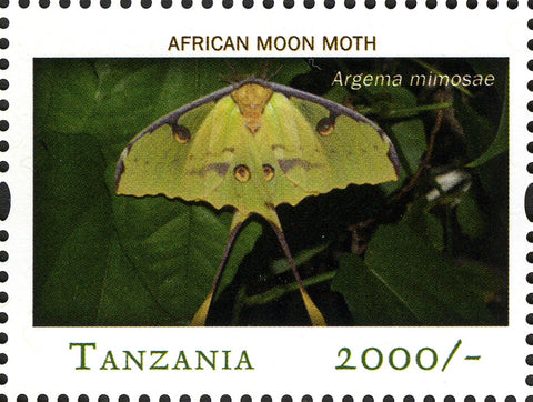 African Moon Moth - Philately Tanzania stamps