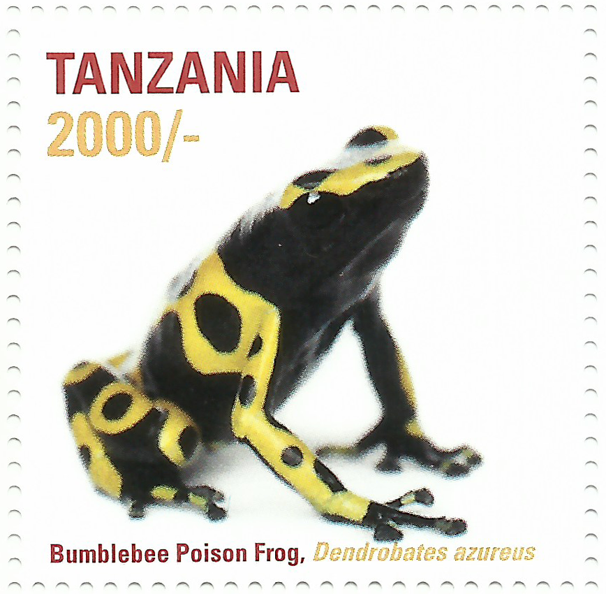African Frogs- Bumblebee Poison - Philately Tanzania stamps