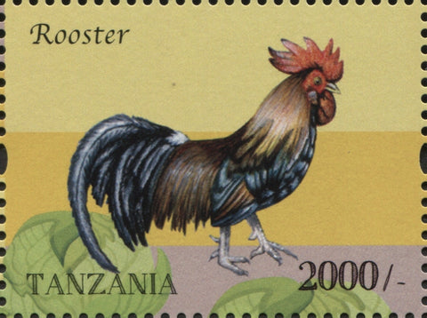 Farm Animals-Rooster - Philately Tanzania stamps