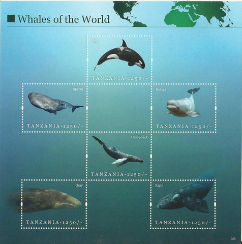 Whales of the World - Sheetlet - Philately Tanzania stamps