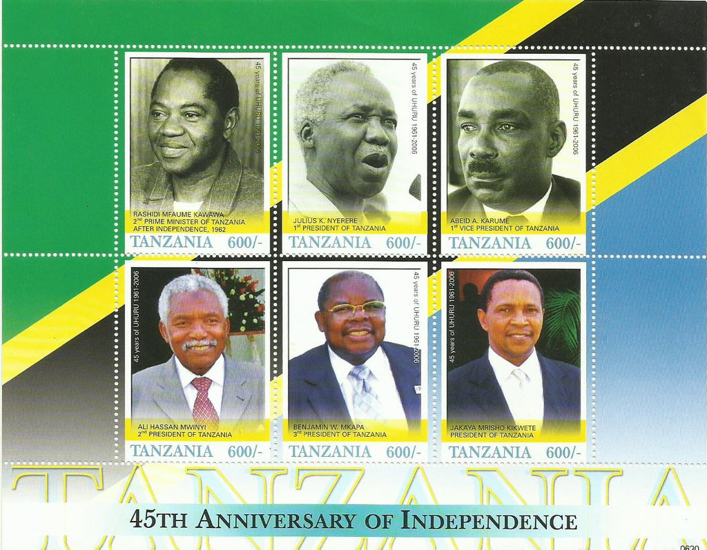 45th Anniversary of Tanzania Independence (1961-2006) - Sheetlet - Philately Tanzania stamps