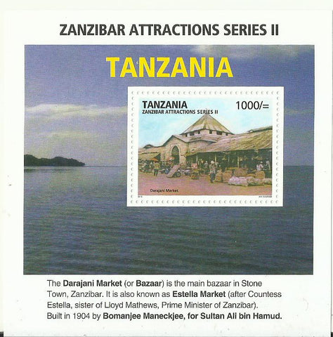 Zanzibar Attractions series II - Darajani market - Souvenir - Philately Tanzania stamps