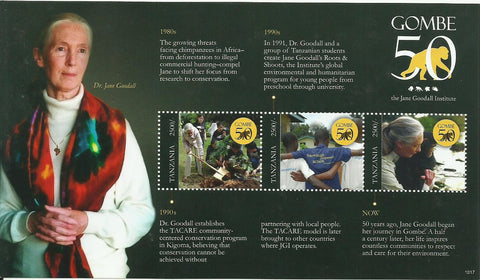 Gombe 50 Years - The Jane Goodall Institute - Sheetlet - Philately Tanzania stamps