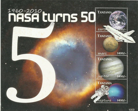 NASA 50 Years - Sheetlet - Philately Tanzania stamps