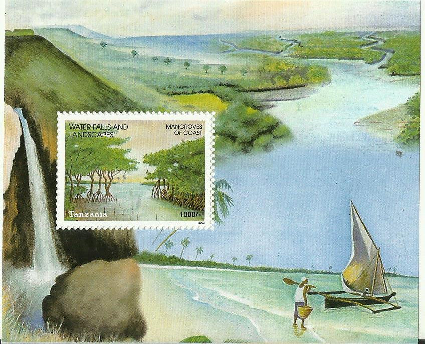 Waterfalls & Landscapes of Tanzania - Mangroves of Coast - Souvenir - Philately Tanzania stamps