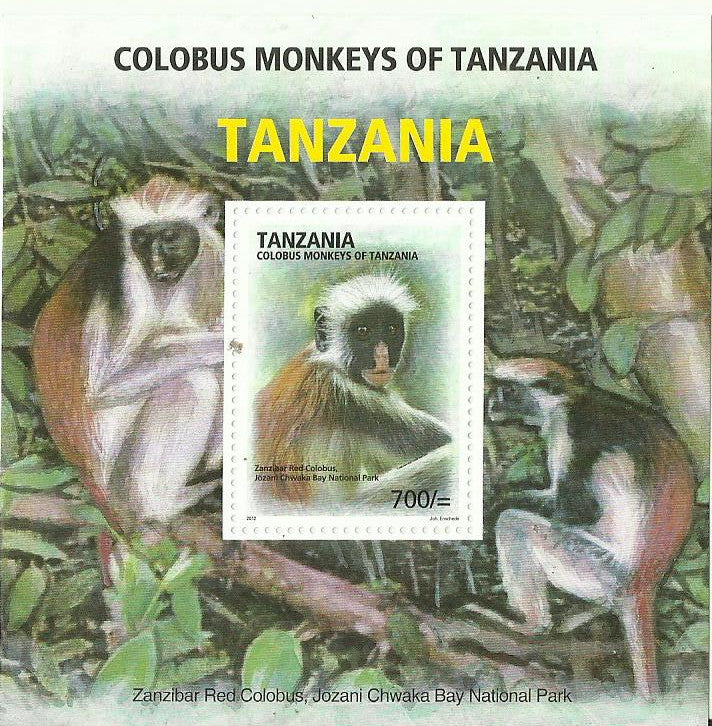Colobus of Tanzania - Black & White Colobus - Souvenir - Philately Tanzania stamps