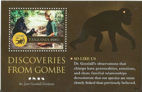Gombe 50 Years - The Jane Goodall Institute - Souvenir - Philately Tanzania stamps