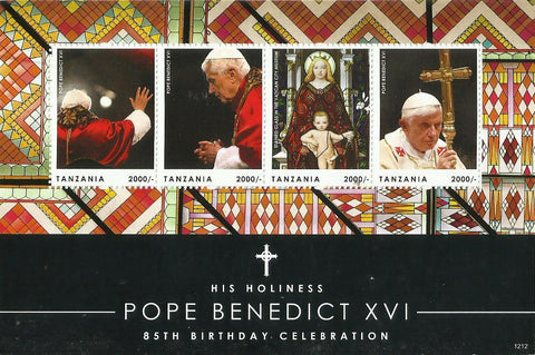 85th Birthday of His Holiness Pope Benedict XVI - Sheetlet - Philately Tanzania stamps