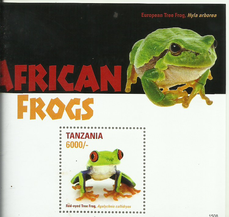 African Frogs (Souvenir)-  Red eyed - Philately Tanzania stamps