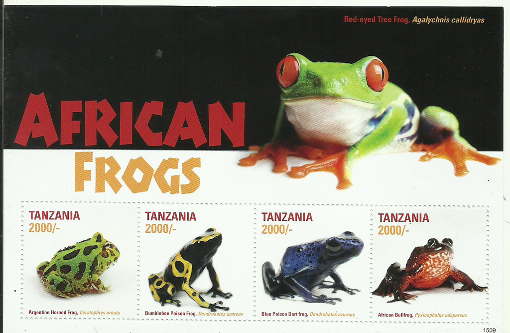 African Frogs Sheetlet - Philately Tanzania stamps
