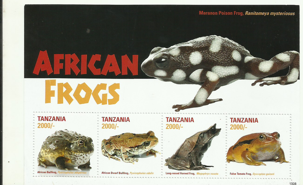 African Frogs Sheetlet - Philately Tanzania stamps