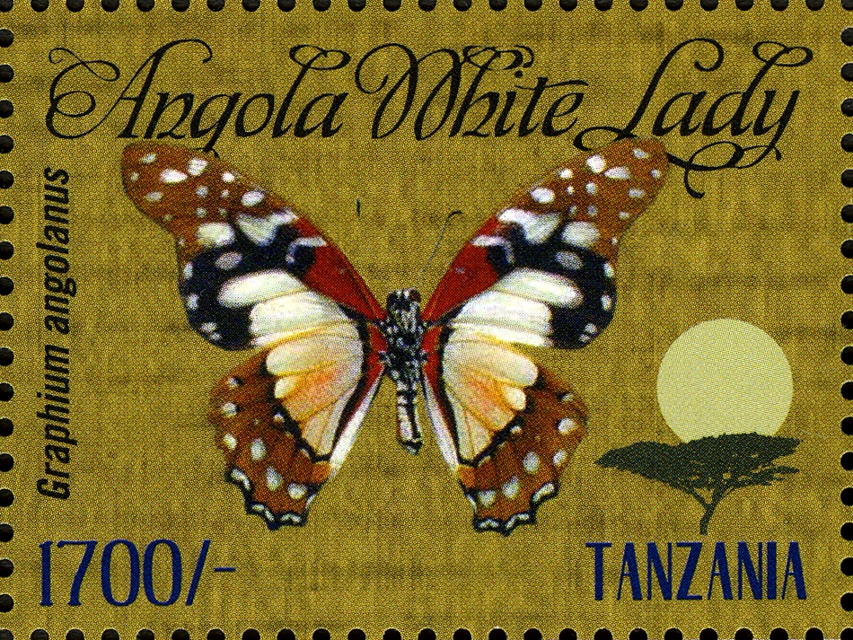 Butterflies of Africa - Graphium angolanus - Philately Tanzania stamps