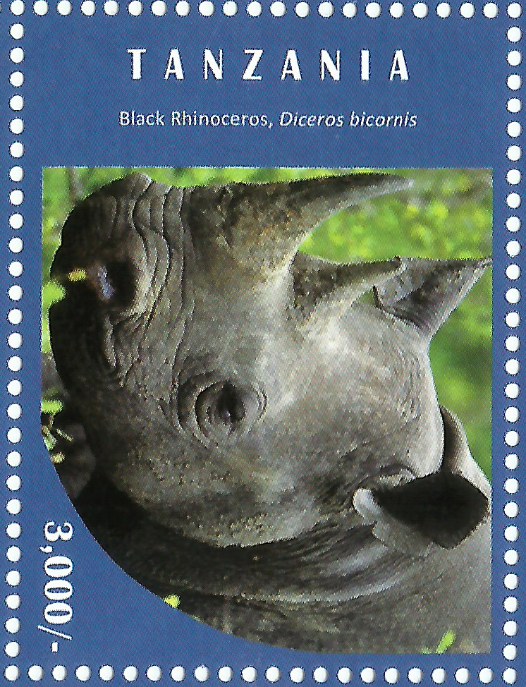 Black Rhino Animal - Philately Tanzania stamps