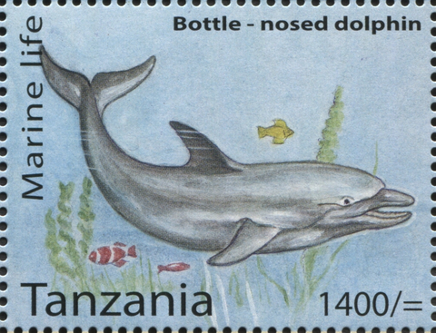 Marine Life - Bottle-nosed Dolphin - Philately Tanzania stamps
