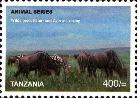 Fauna Mammals-Wildebeest & Zebra - Philately Tanzania stamps
