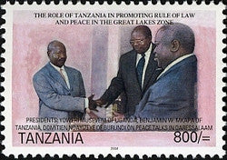 Presidents Museveni of Uganda, Benjamin Mkapa of Tanzania and Domitien Ndayizeye of Burundi - Philately Tanzania stamps