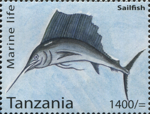 Marine Life - Sailfish - Philately Tanzania stamps