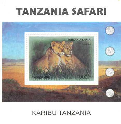 Tanzania Safari - Lionesses - Souvenir - Philately Tanzania stamps