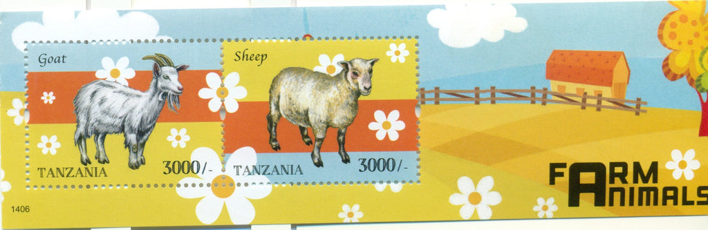 Farm Animals - Souvenir - Philately Tanzania stamps