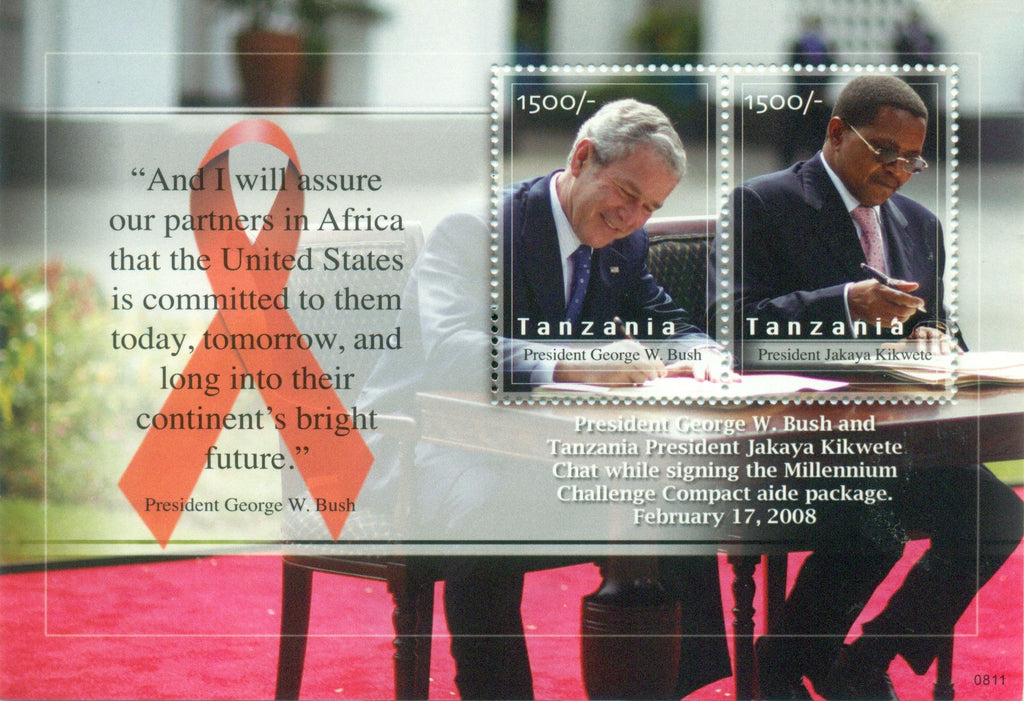 President Bush and President Kikwete - Sheetlet - Philately Tanzania stamps