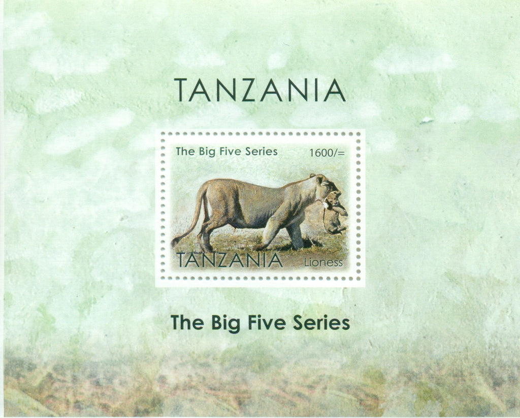 The Big Five Series - Lioness - Souvenir - Philately Tanzania stamps