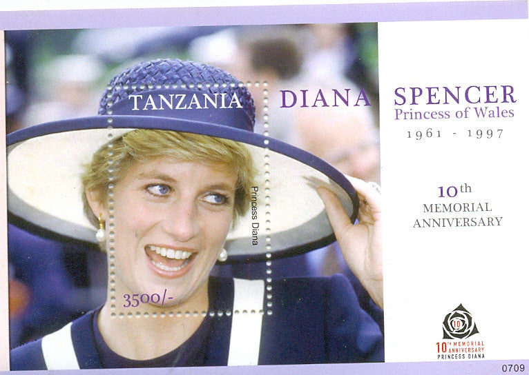 Anniversaries and Events 2007 - 10th Anniversary Diana Spencer Princess of Wales 1961-1997 - Souvenir - Philately Tanzania stamps