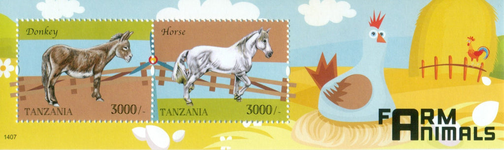 Farm Animals - Souvenir - Philately Tanzania stamps