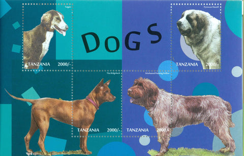 Dogs - Sheetlet - Philately Tanzania stamps