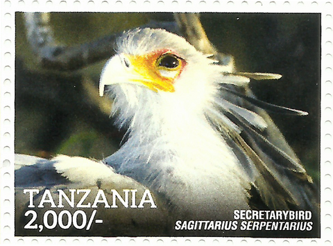 Secretary Bird - Philately Tanzania stamps