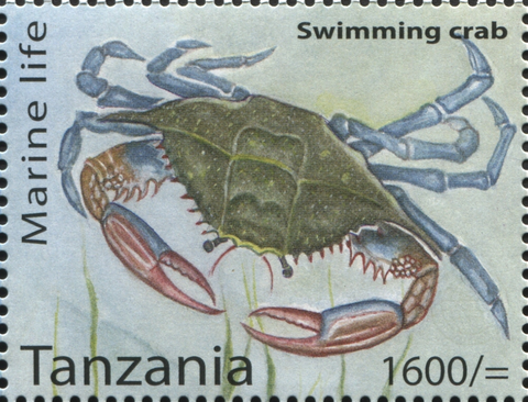 Marine Life - Swimming Crab - Philately Tanzania stamps